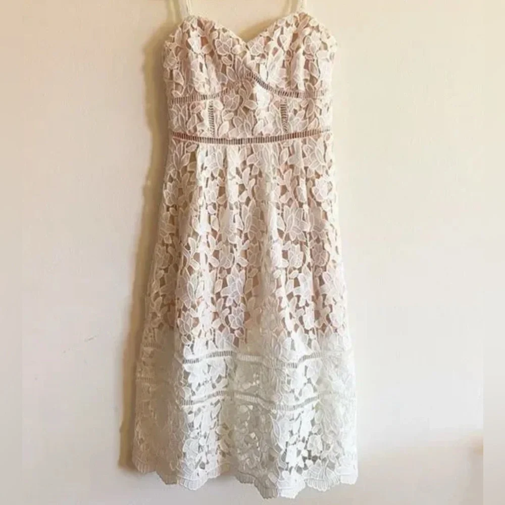 Just Me White Lace Midi Dress - Picture 3 of 6
